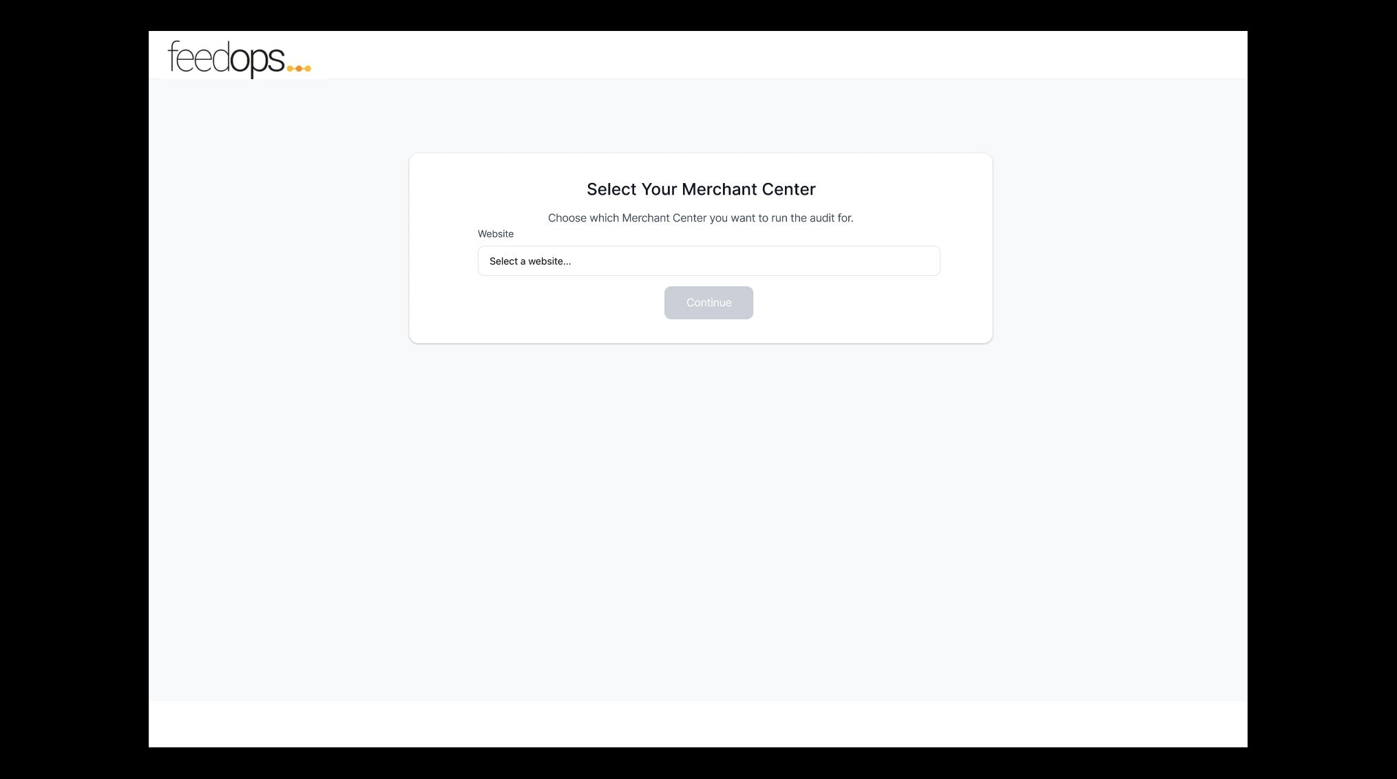 Select Merchant Center screen