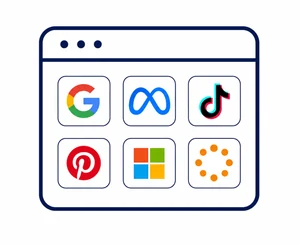 Product feed advertising and social channels including Google, Meta, TikTok, Pinterest, Microsoft and Criteo
