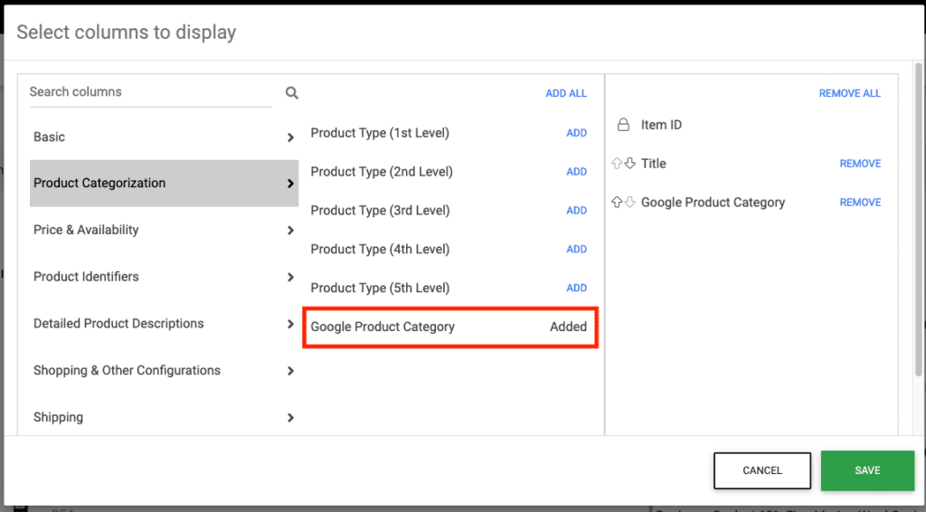 Select Google Product Category