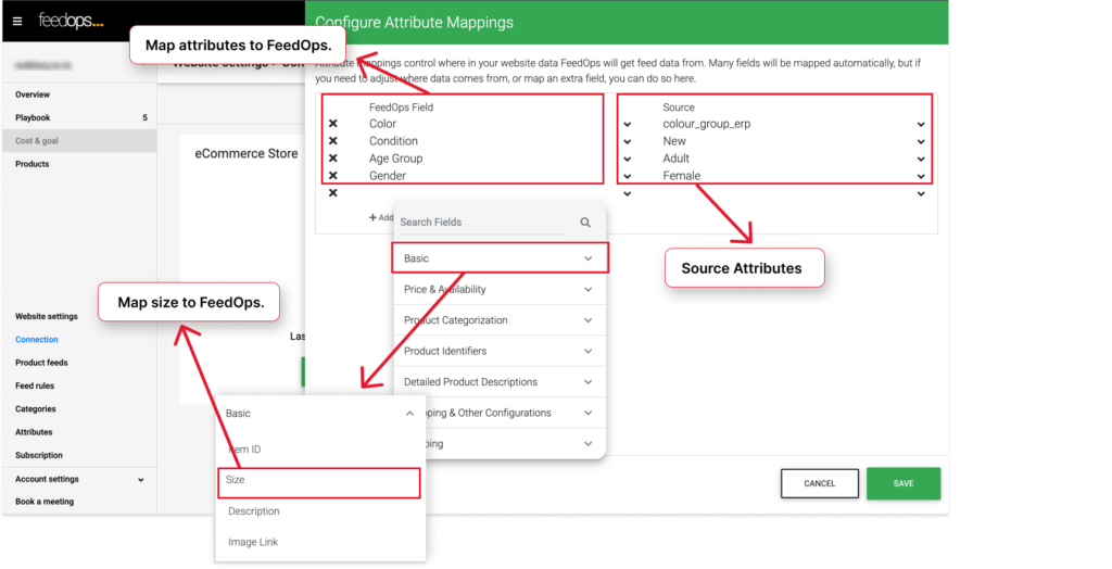 Mapping attributes in FeedOps that will appear in all channels.